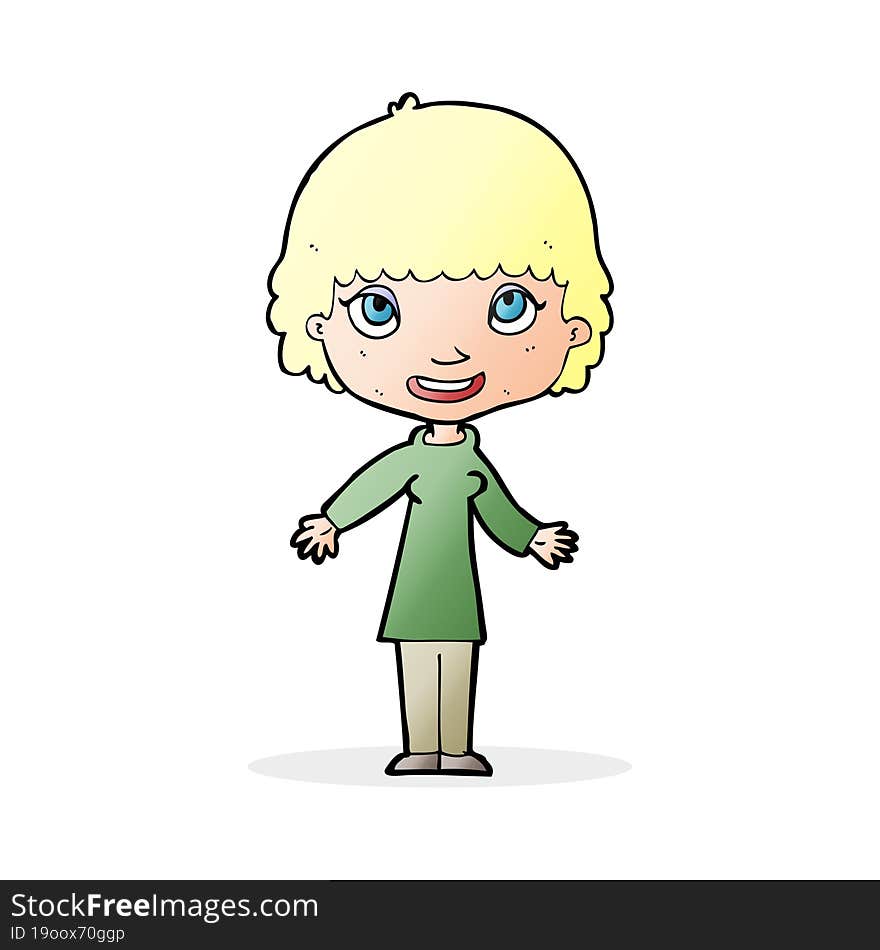 cartoon happy woman