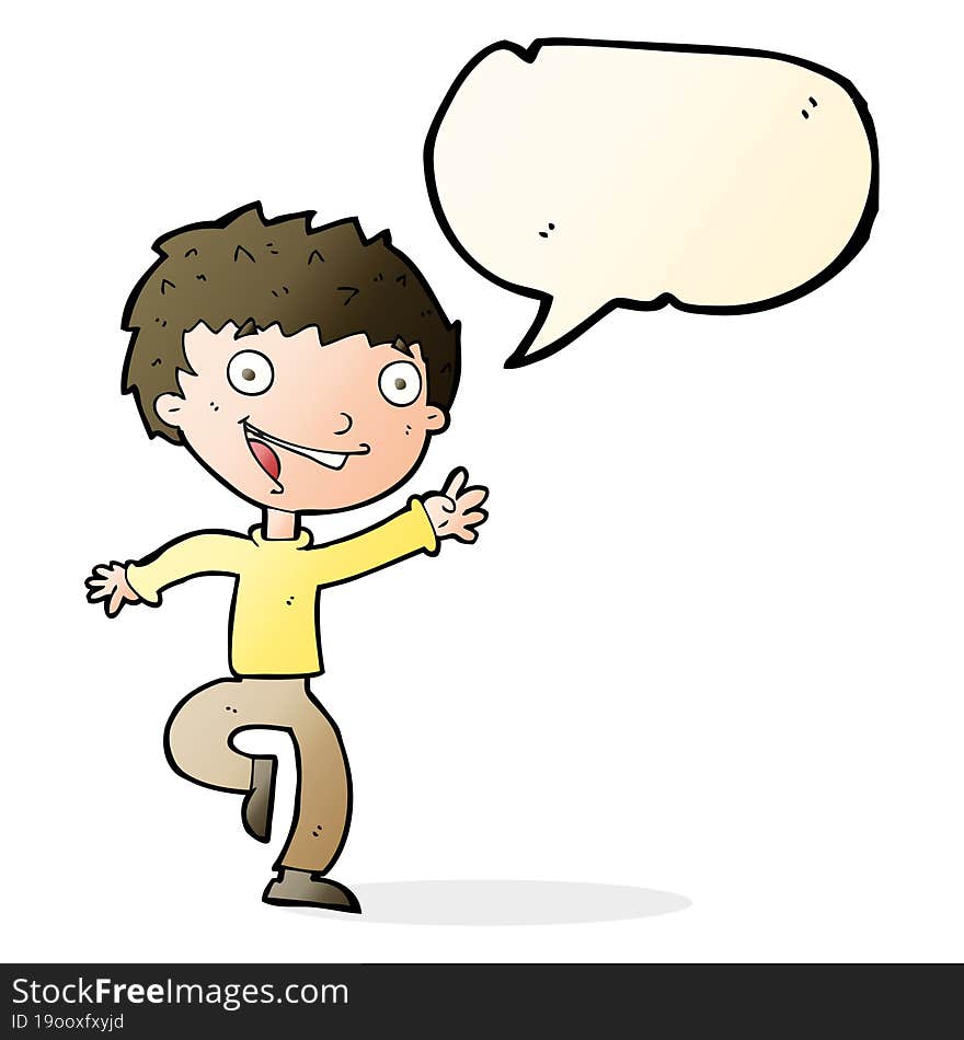 cartoon excited boy with speech bubble