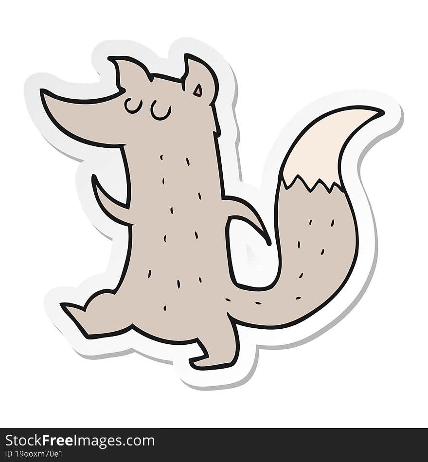 sticker of a cartoon cute wolf