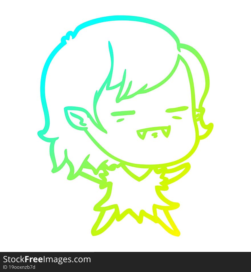 cold gradient line drawing cartoon undead vampire girl