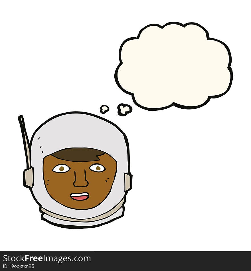 Cartoon Astronaut Head With Thought Bubble