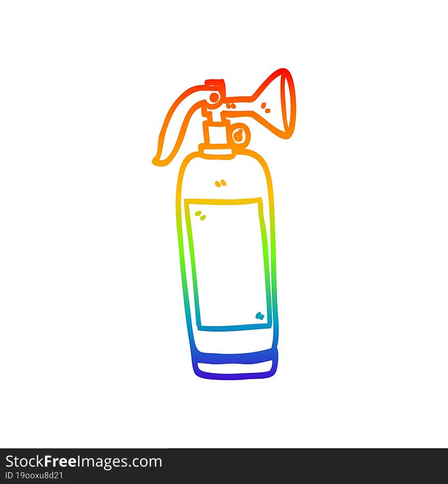 Rainbow Gradient Line Drawing Cartoon Fire Extinguisher