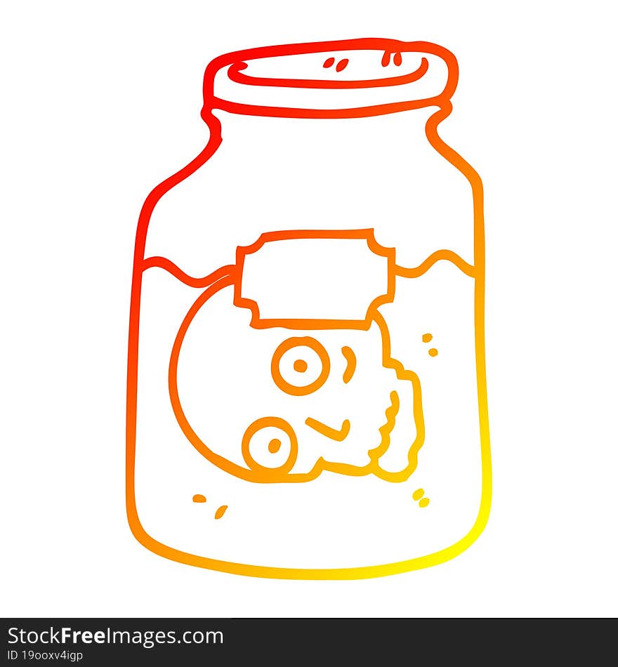 warm gradient line drawing cartoon head in jar