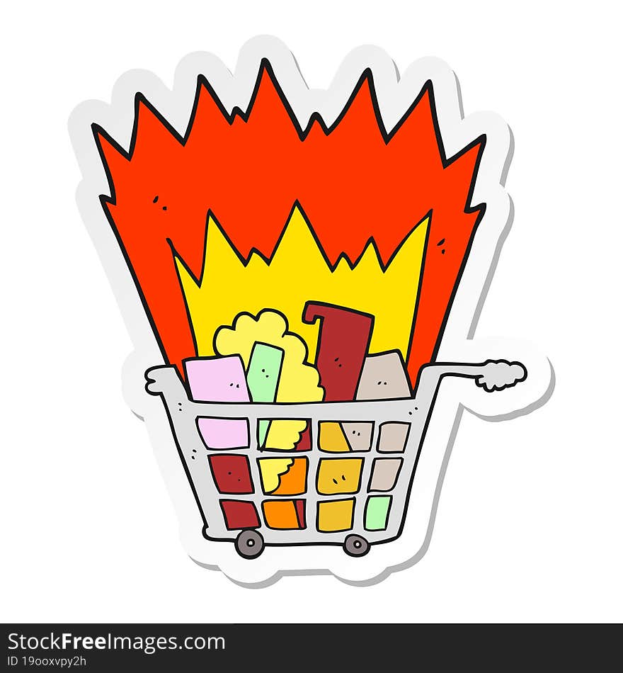 sticker of a cartoon shopping trolley