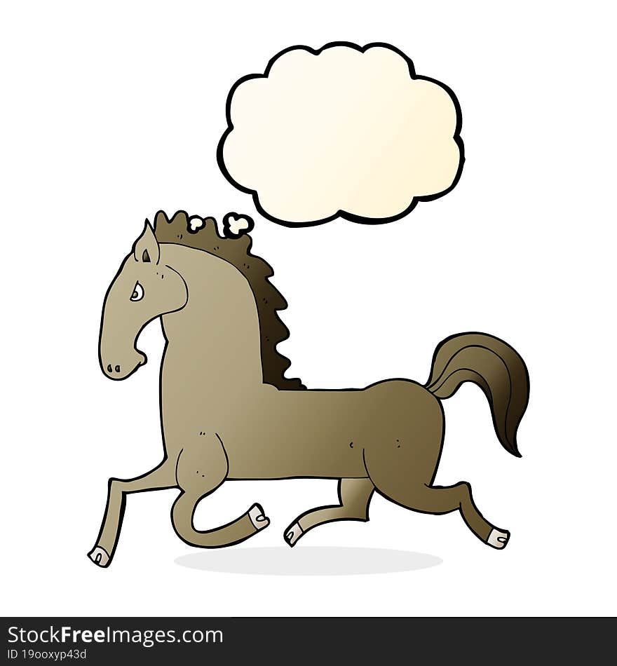 cartoon running horse with thought bubble