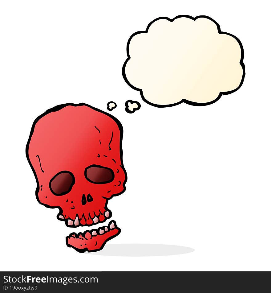 cartoon skull with thought bubble