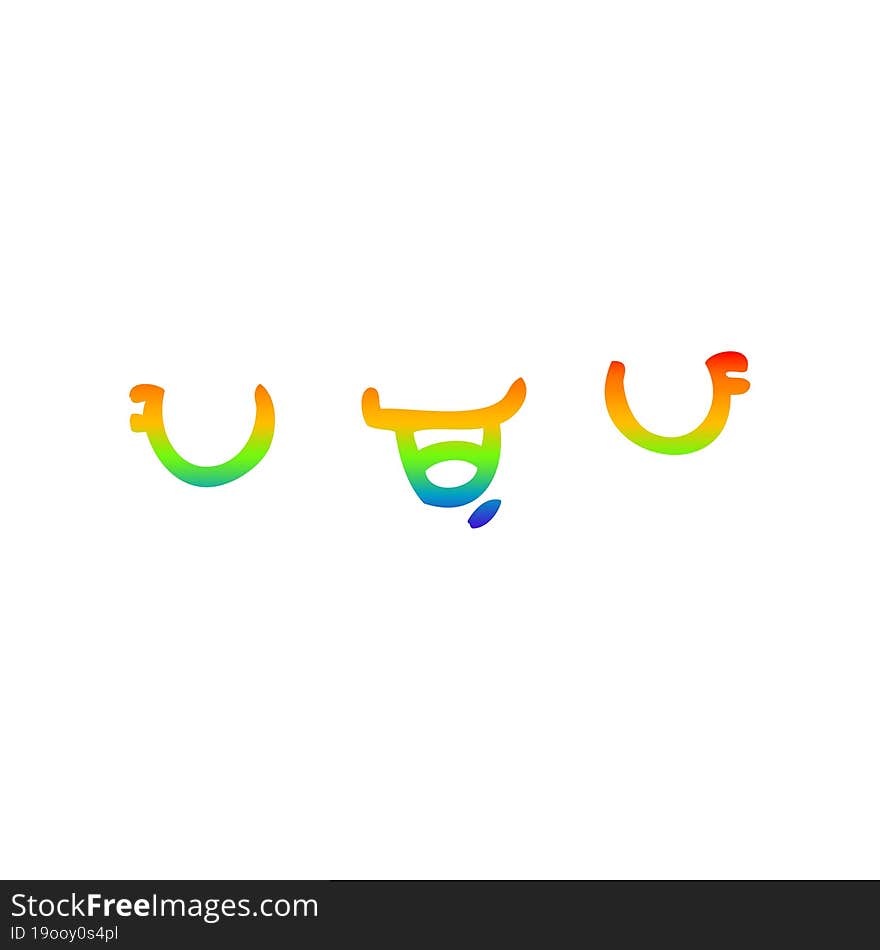 Rainbow Gradient Line Drawing Happy Cartoon Expression