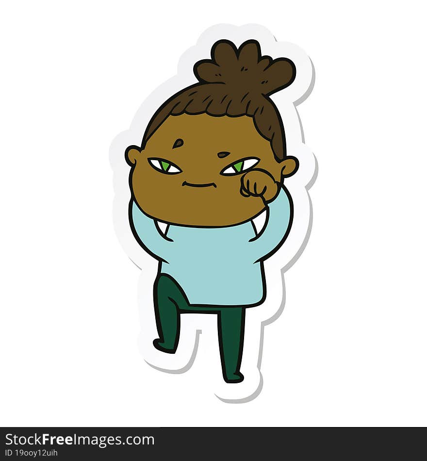 Sticker Of A Cartoon Woman