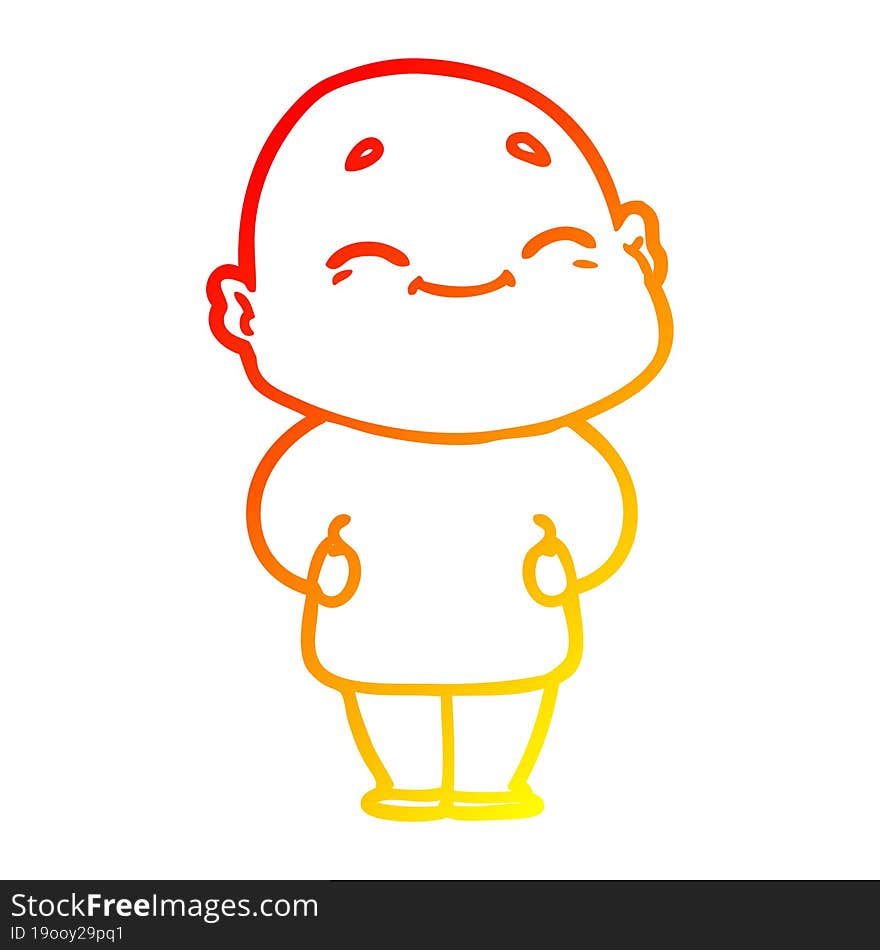 warm gradient line drawing cartoon happy bald man