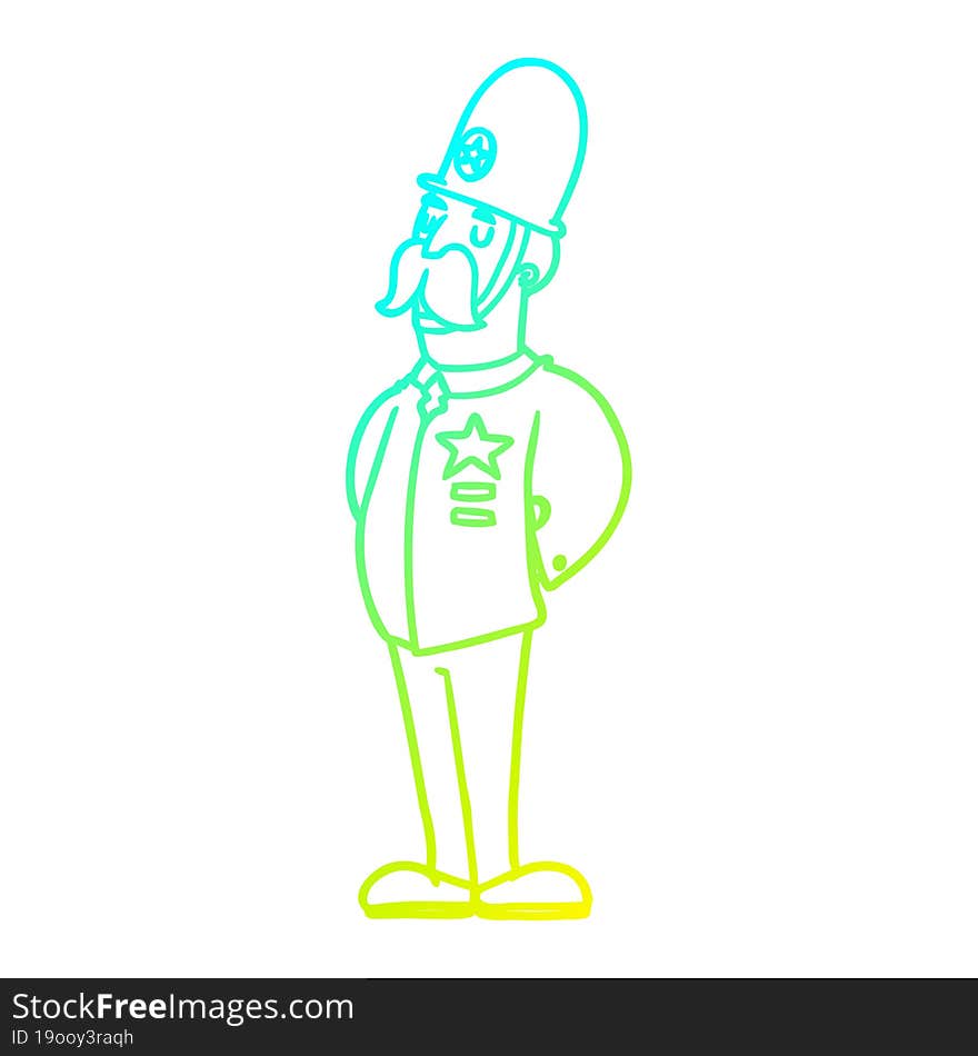 cold gradient line drawing of a cartoon policeman