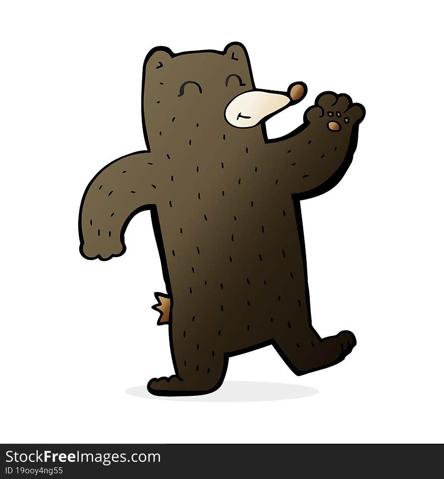 cartoon waving black bear