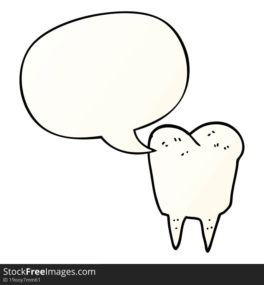 Cartoon Tooth And Speech Bubble In Smooth Gradient Style