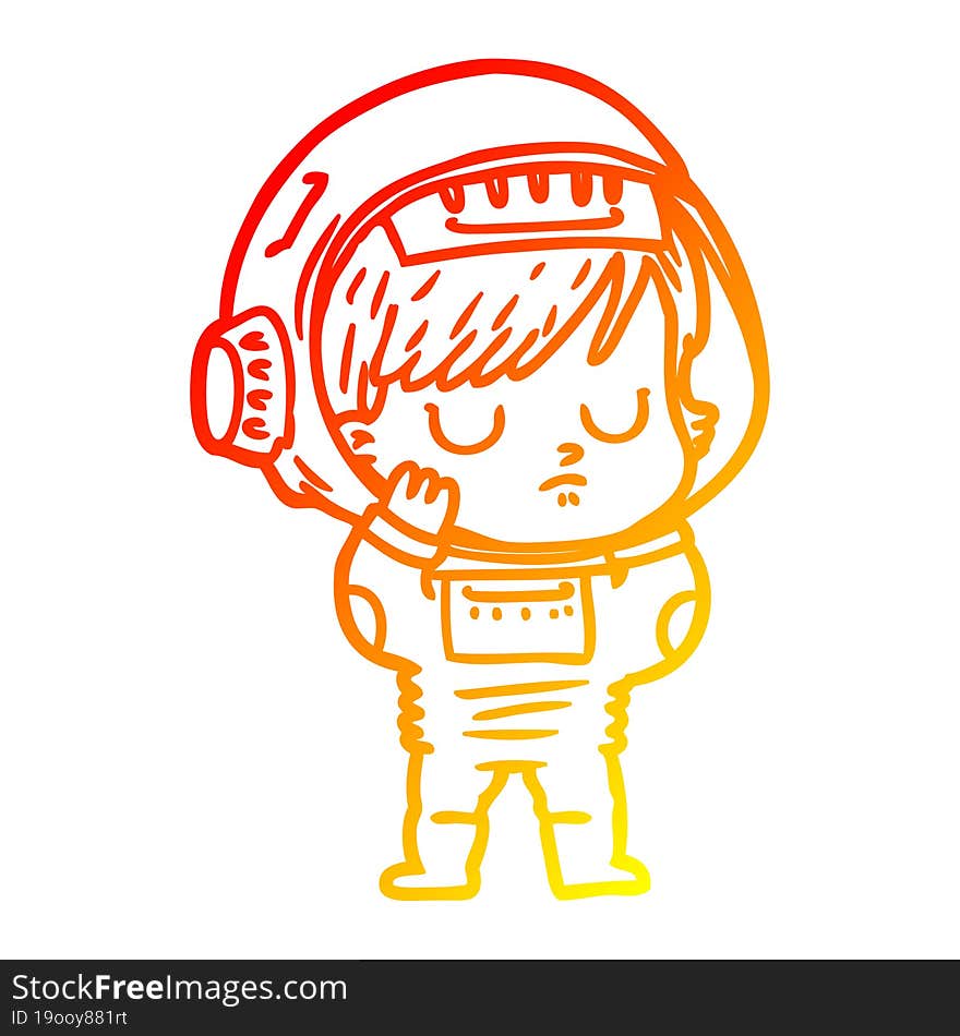 warm gradient line drawing cartoon astronaut woman