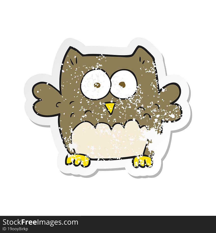 retro distressed sticker of a cartoon owl