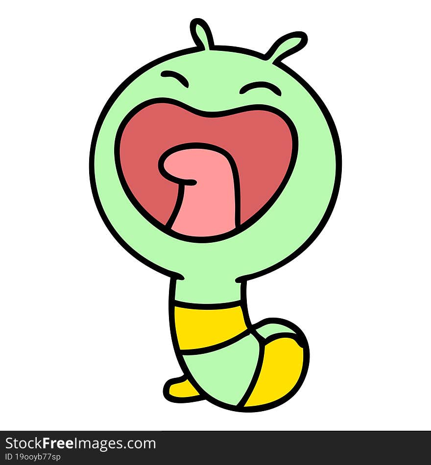 cartoon of a happy little caterpillar worm