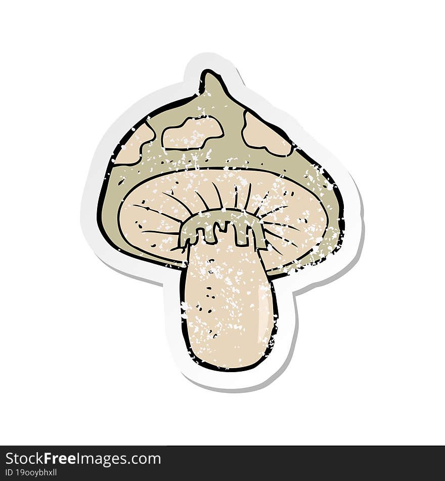 retro distressed sticker of a cartoon toadstool