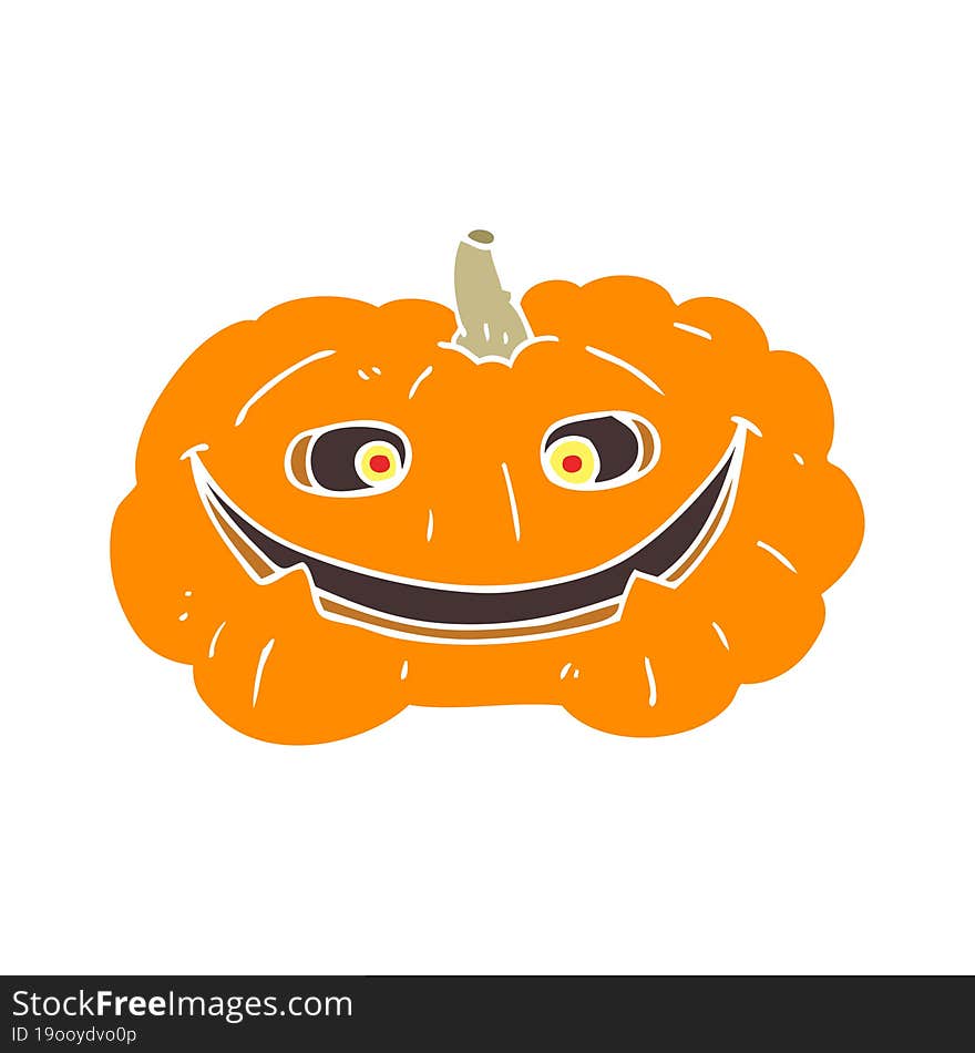 flat color illustration of a cartoon pumpkin