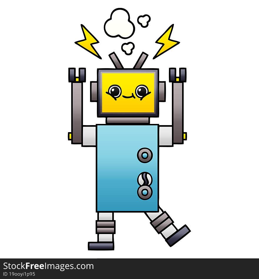 gradient shaded cartoon malfunctioning robot