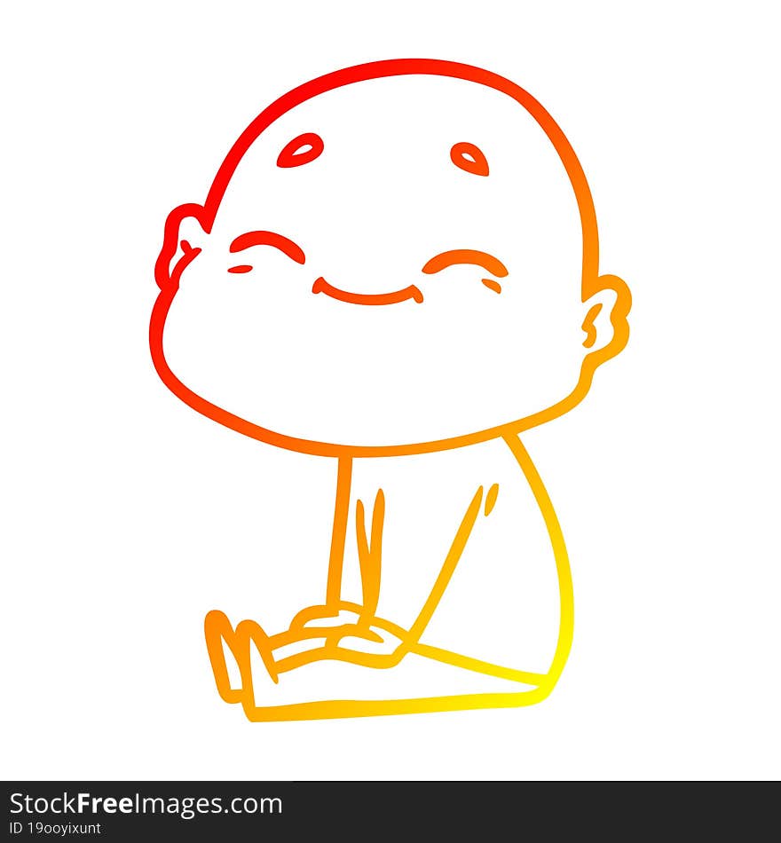 warm gradient line drawing happy cartoon bald man