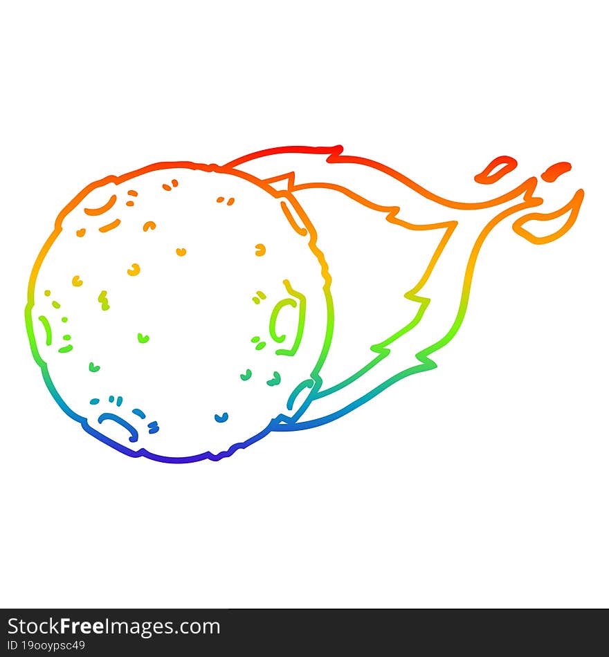 rainbow gradient line drawing cartoon meteorite