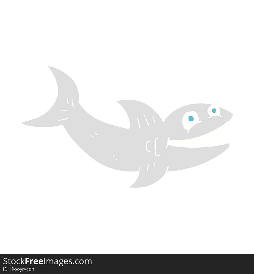 flat color illustration of a cartoon shark