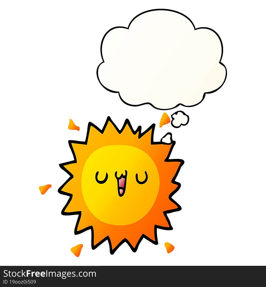 cartoon sun with thought bubble in smooth gradient style