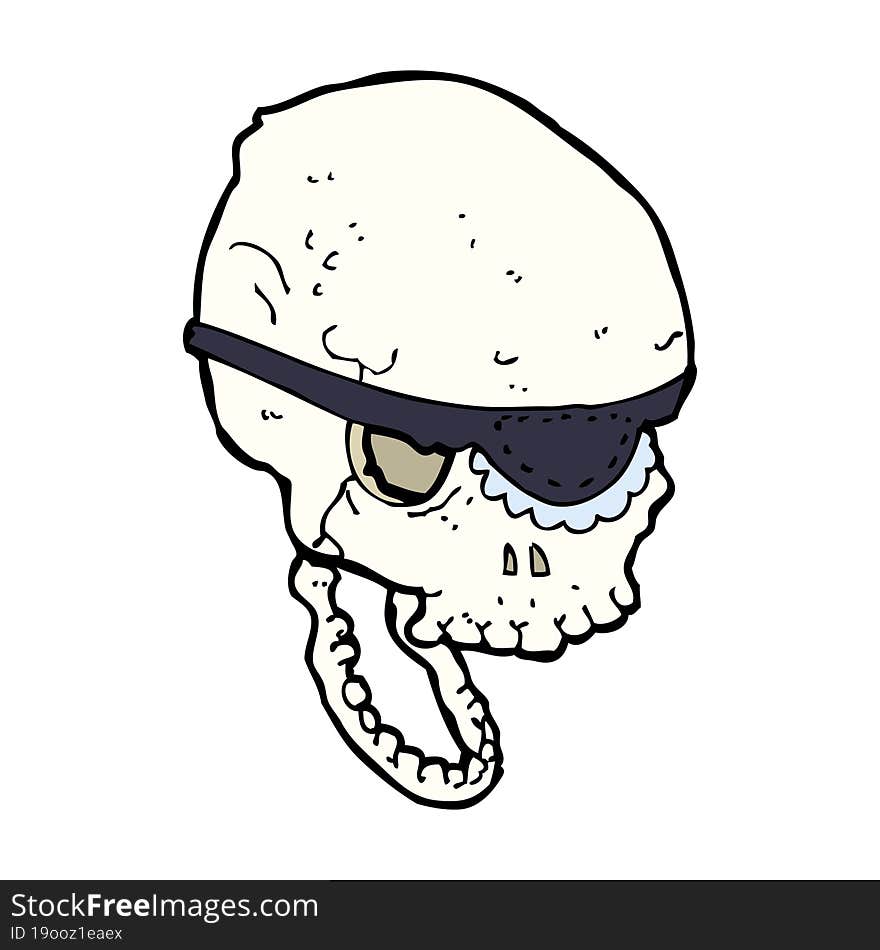 cartoon spooky skull with eye patch