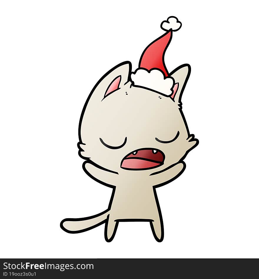 talking cat gradient cartoon of a wearing santa hat