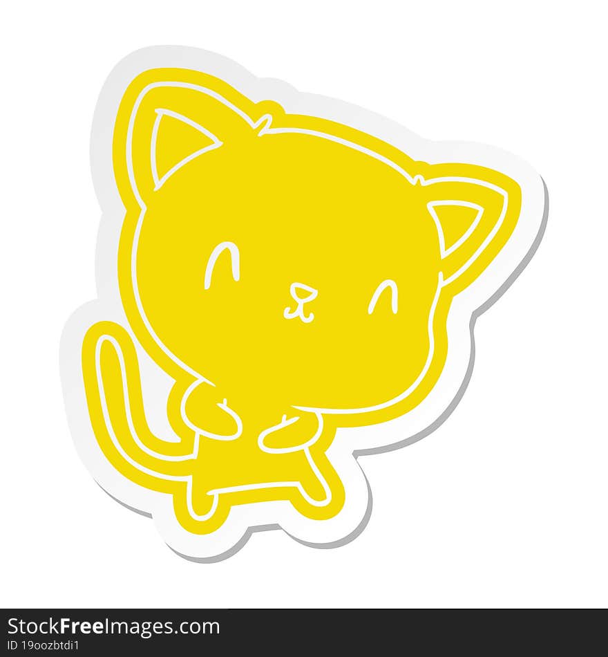 cartoon sticker of cute kawaii cat