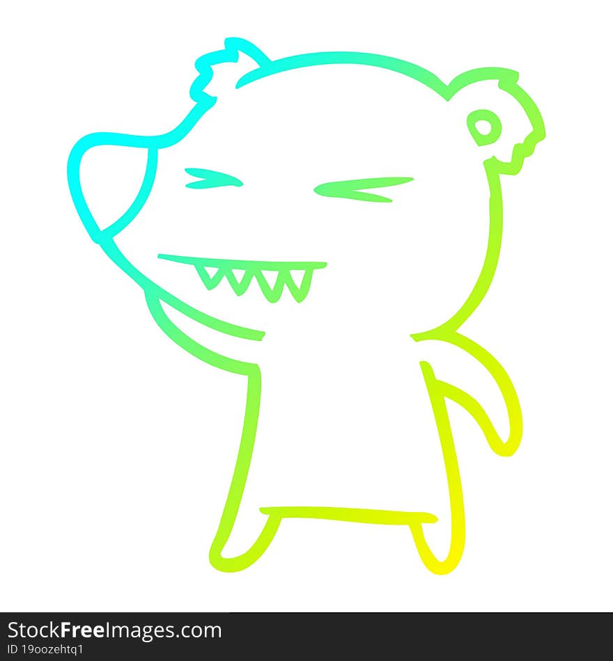 cold gradient line drawing angry polar bear cartoon