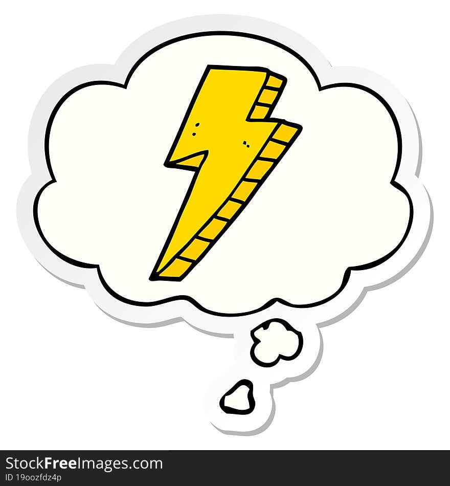 Cartoon Lightning Bolt And Thought Bubble As A Printed Sticker