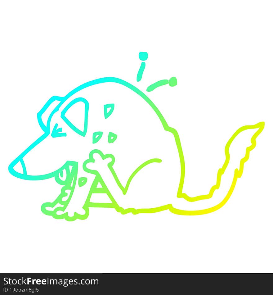 cold gradient line drawing cartoon dog scratching