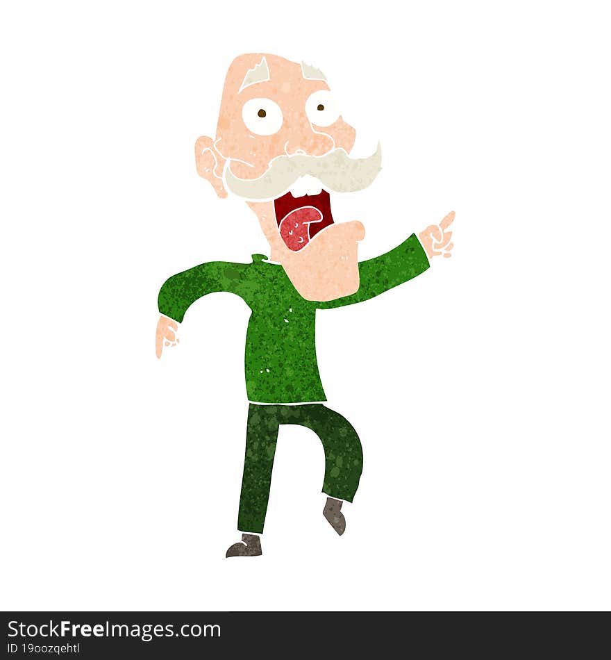 cartoon frightened old man