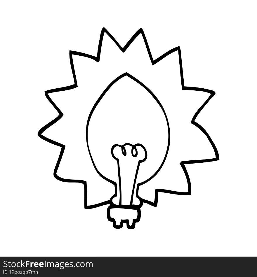 line drawing cartoon light bulb