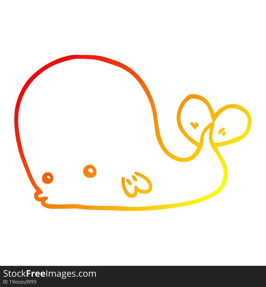 warm gradient line drawing cartoon whale