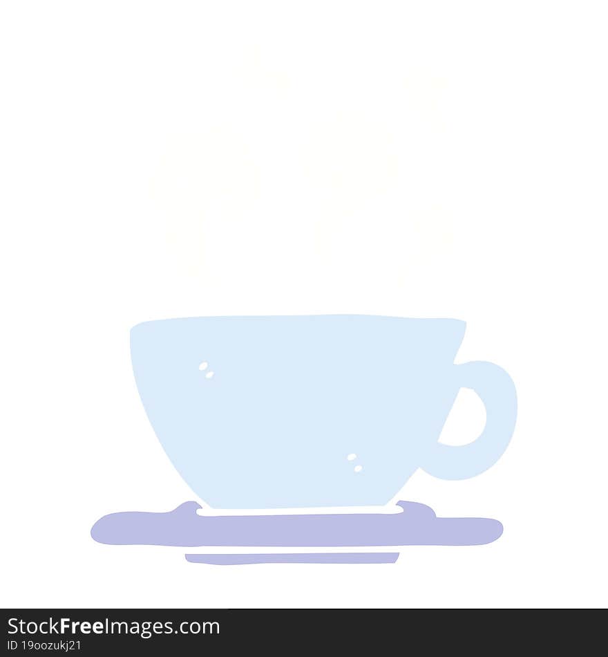 flat color illustration cartoon cup of hot coffee