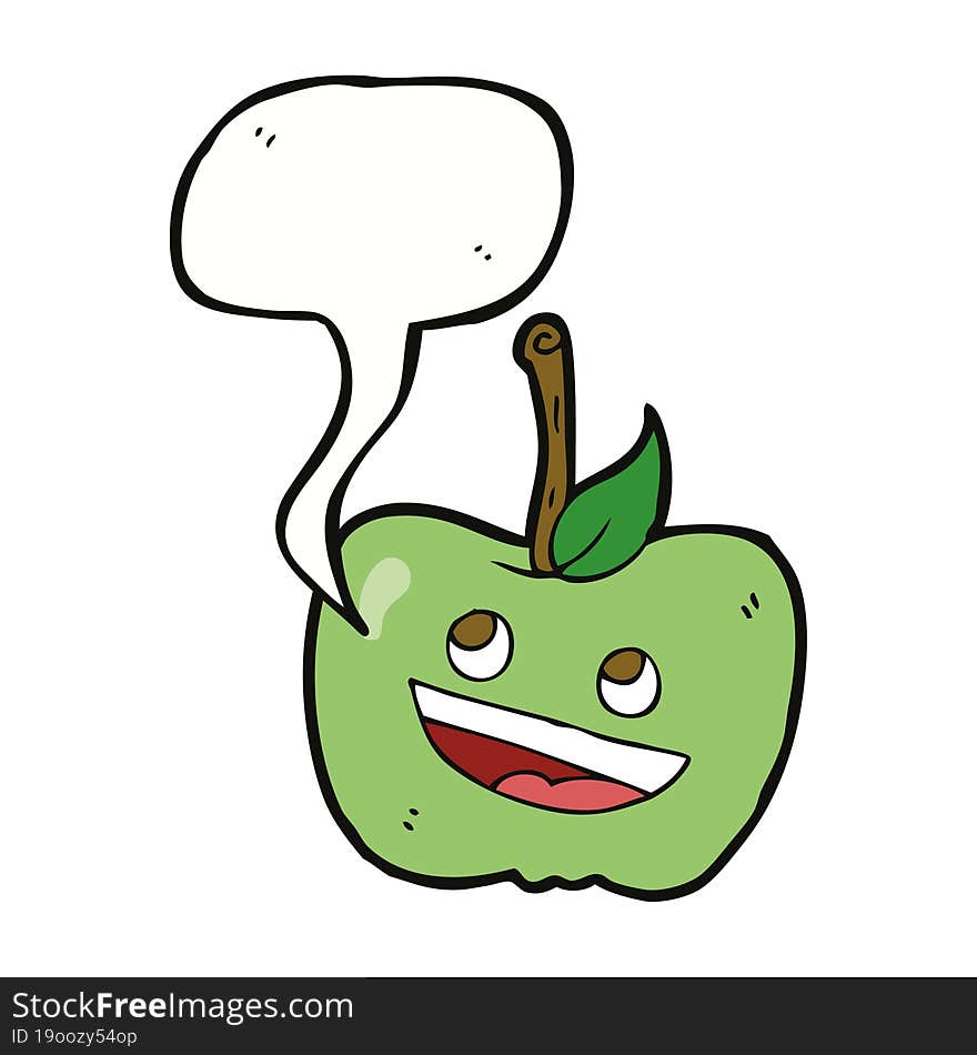 Cartoon Apple With Speech Bubble