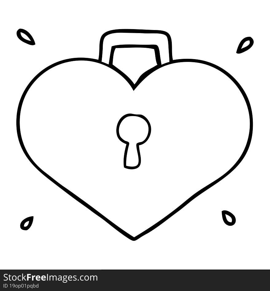 cartoon love heart with lock. cartoon love heart with lock