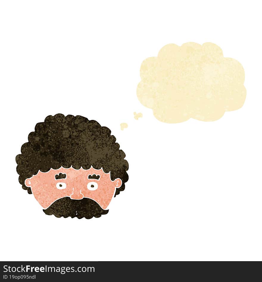 cartoon man with mustache with thought bubble