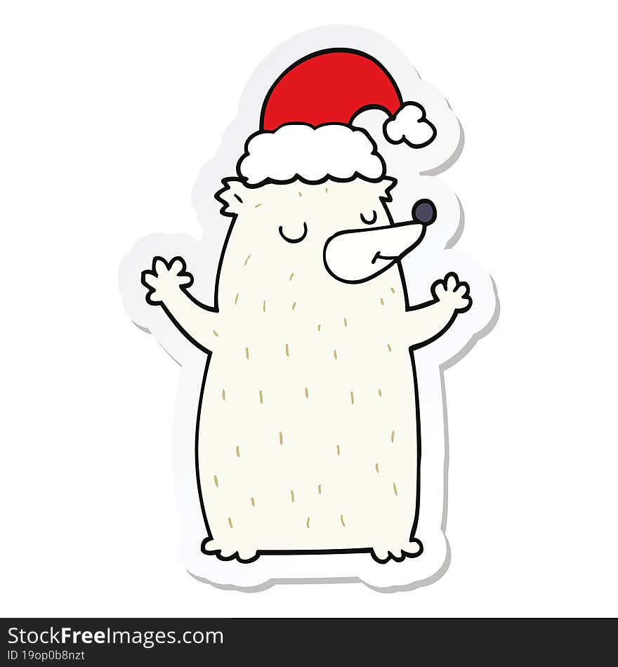 Sticker Of A Cute Cartoon Christmas Bear