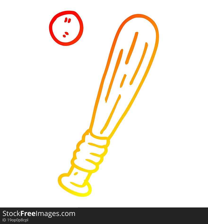 Warm Gradient Line Drawing Cartoon Baseball Bat