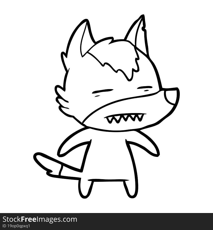 cartoon wolf showing teeth. cartoon wolf showing teeth