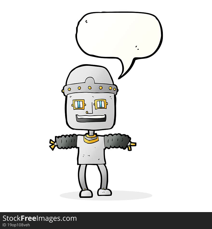 cartoon robot with speech bubble