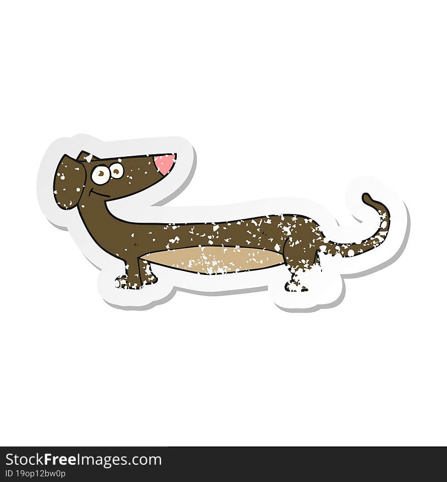 retro distressed sticker of a cartoon dachshund