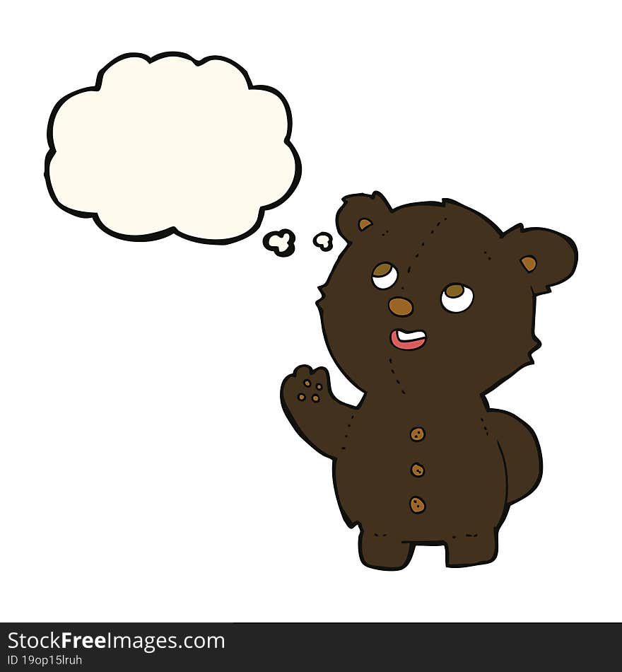 Cartoon Cute Black Bear Cub With Thought Bubble