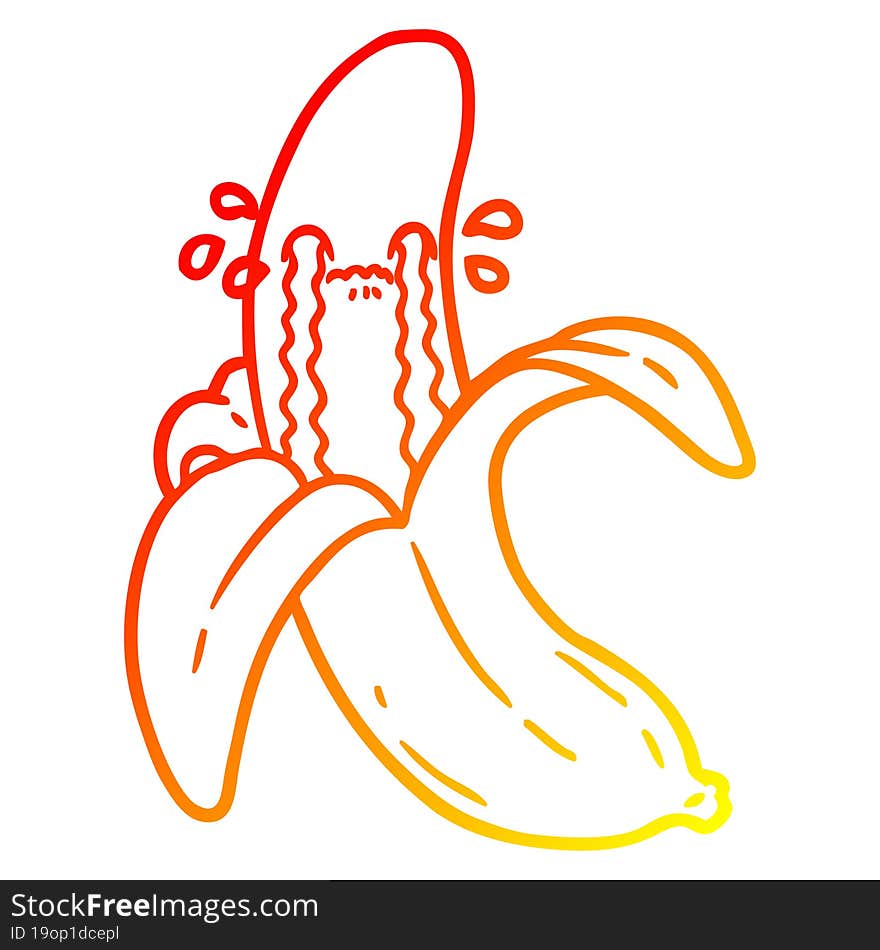 warm gradient line drawing cartoon crying banana