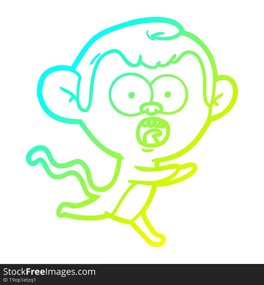 cold gradient line drawing cartoon shocked monkey