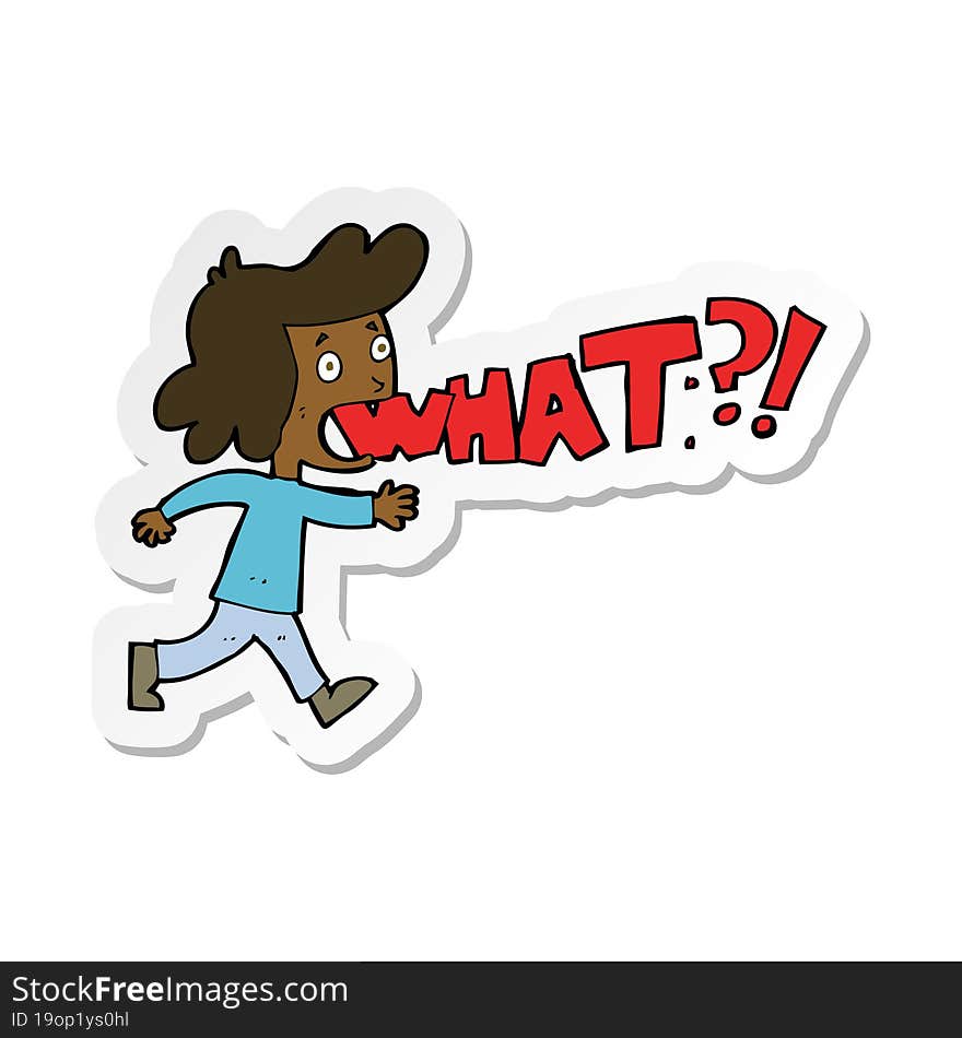 Sticker Of A Cartoon Woman Shouting What