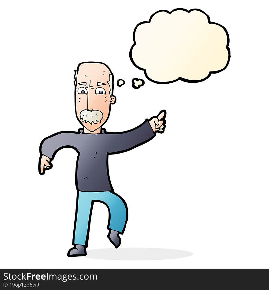 Cartoon Angry Old Man With Thought Bubble