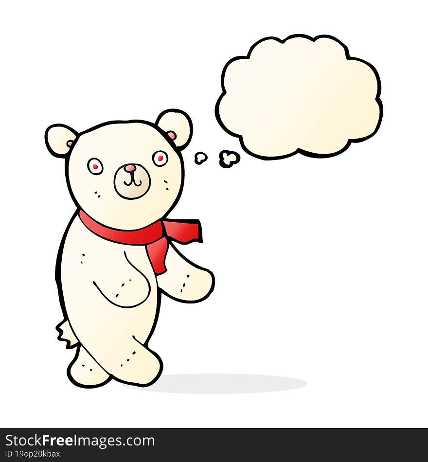 Cute Cartoon Polar Teddy Bear With Thought Bubble